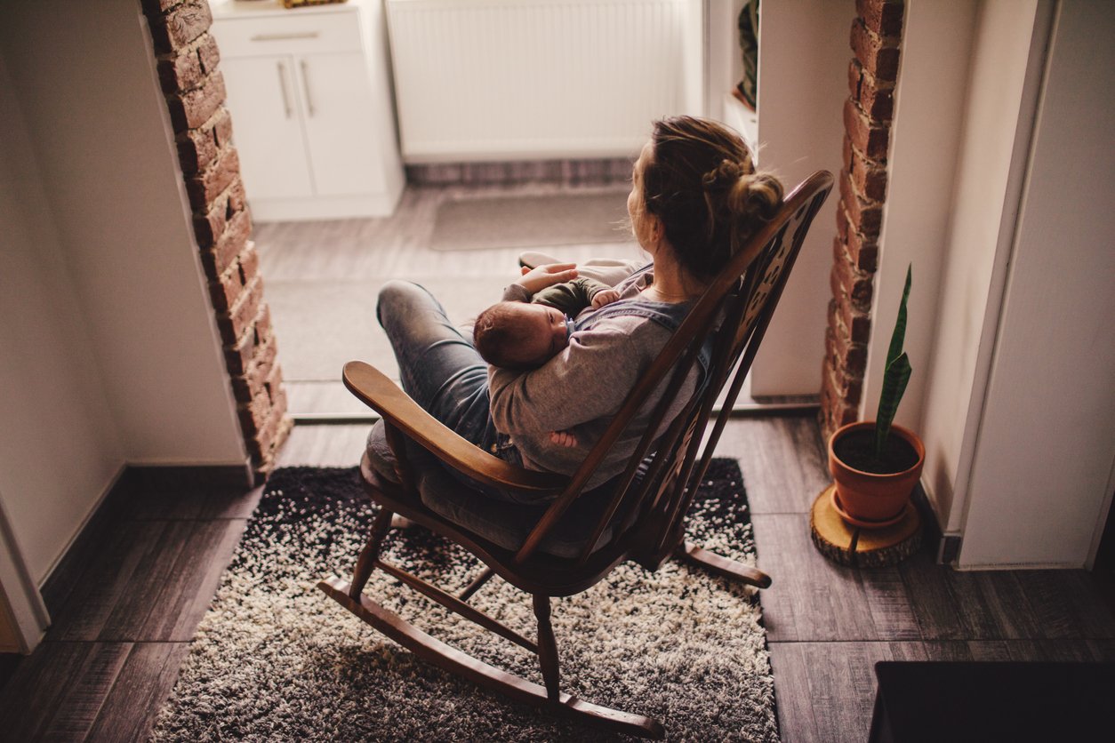 Mommy and baby in a rocking chair