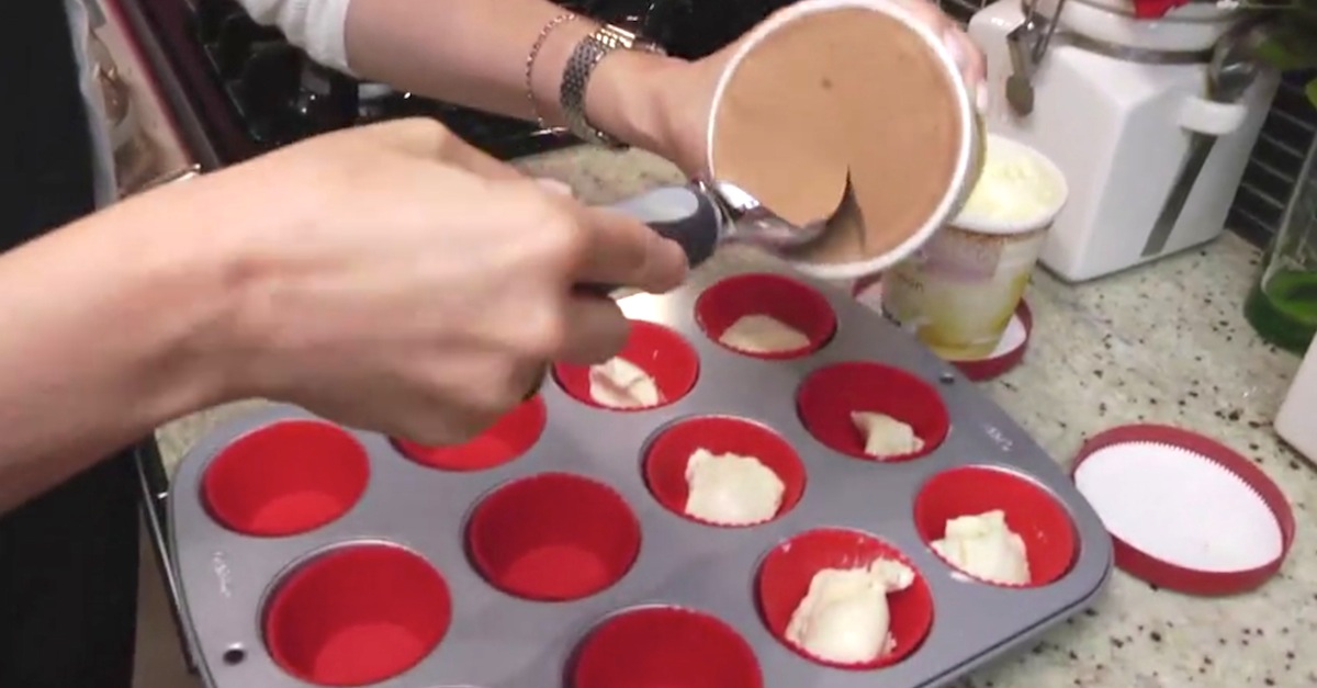 ice cream in your muffin tin