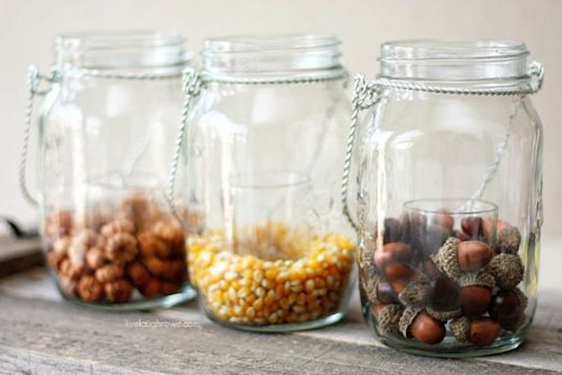 Fall Decorating Idea with Hanging Mason Jars