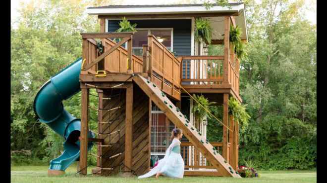 Dad builds daughters' luxury playhouse