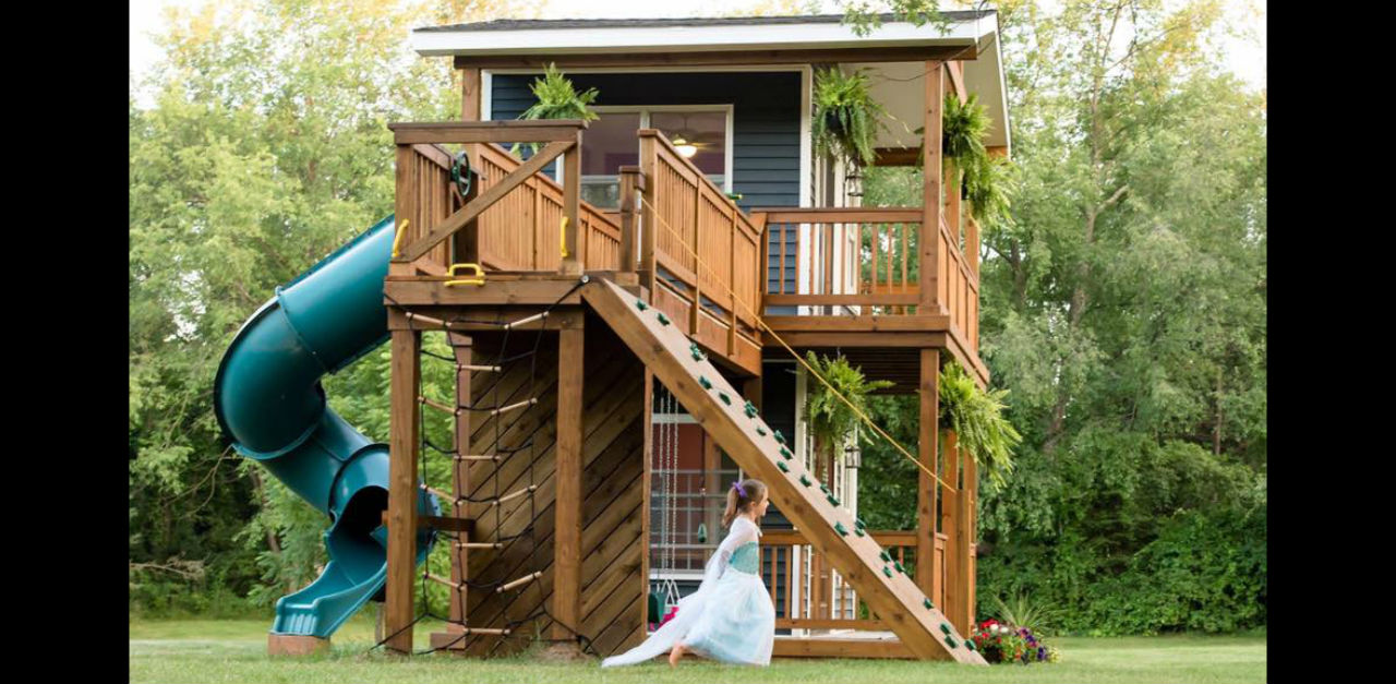 Dad builds daughters' luxury playhouse