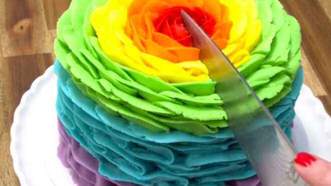 rainbow rose cake