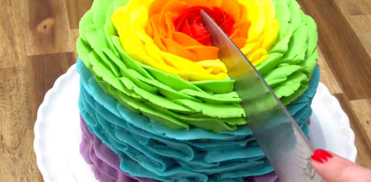 rainbow rose cake