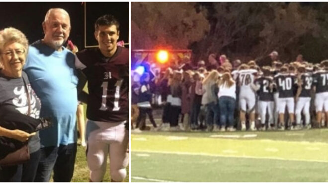 rival football teams pray together