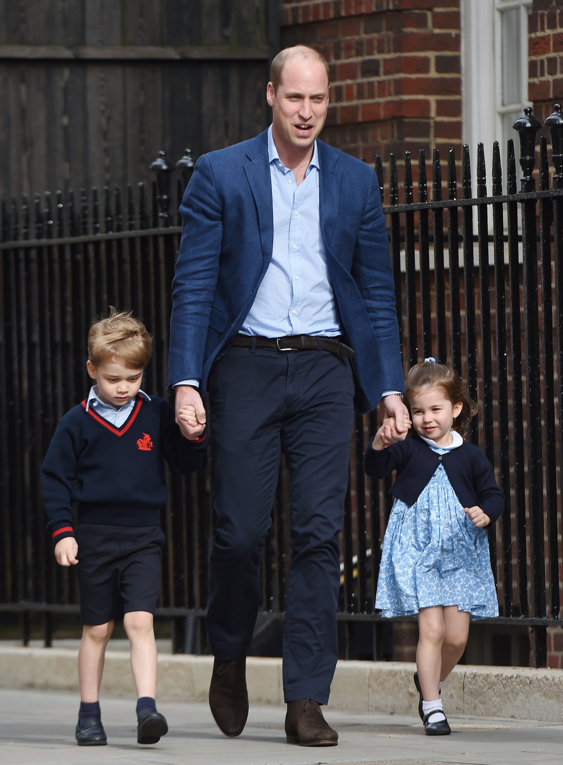 Prince William And Prince George With Sister Princess Charlotte Seen Arriving At St Marys Hospital