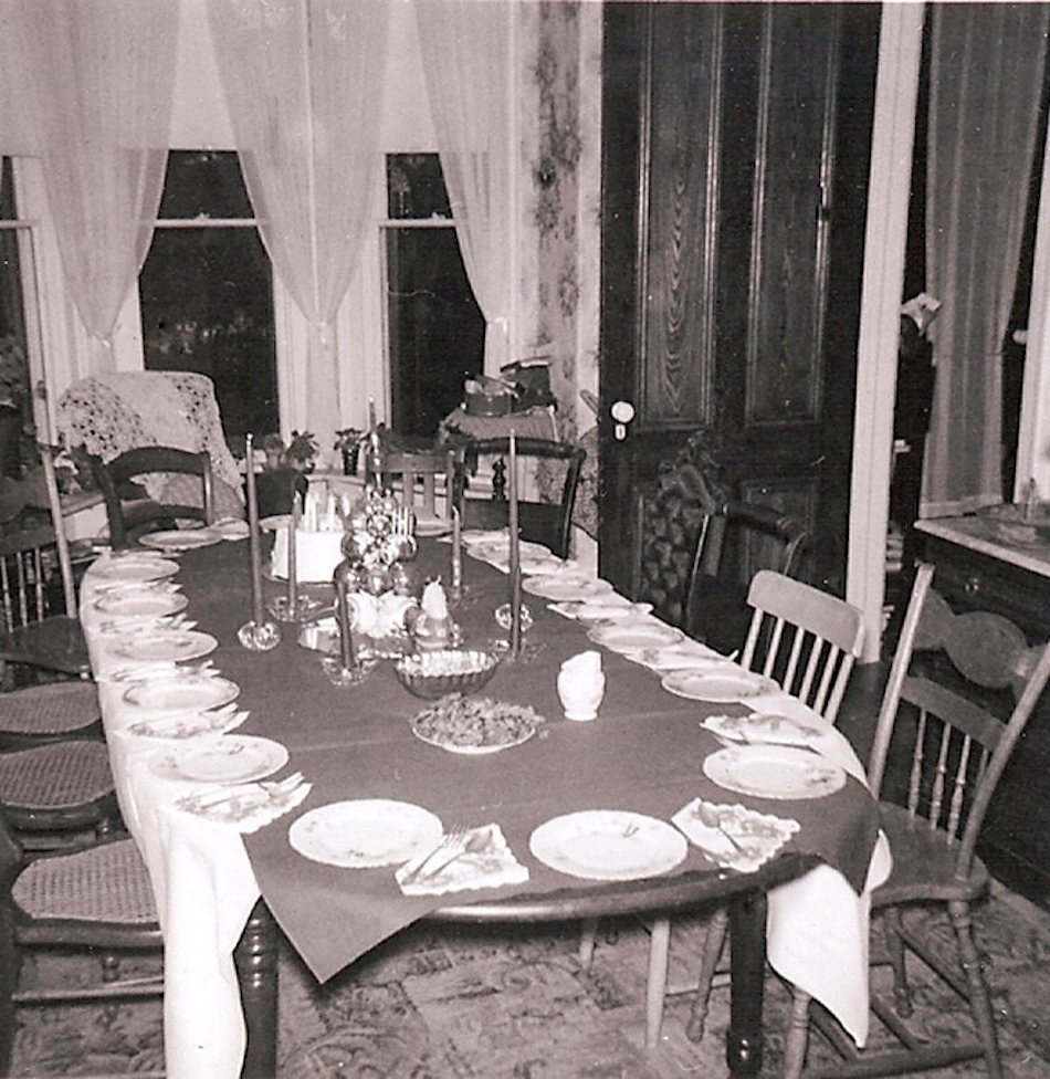 Table set for Sunday family dinner during my youth