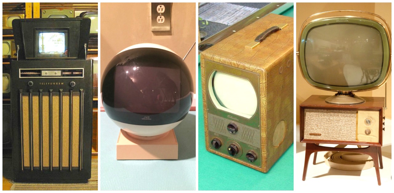 Collage of vintage TVs