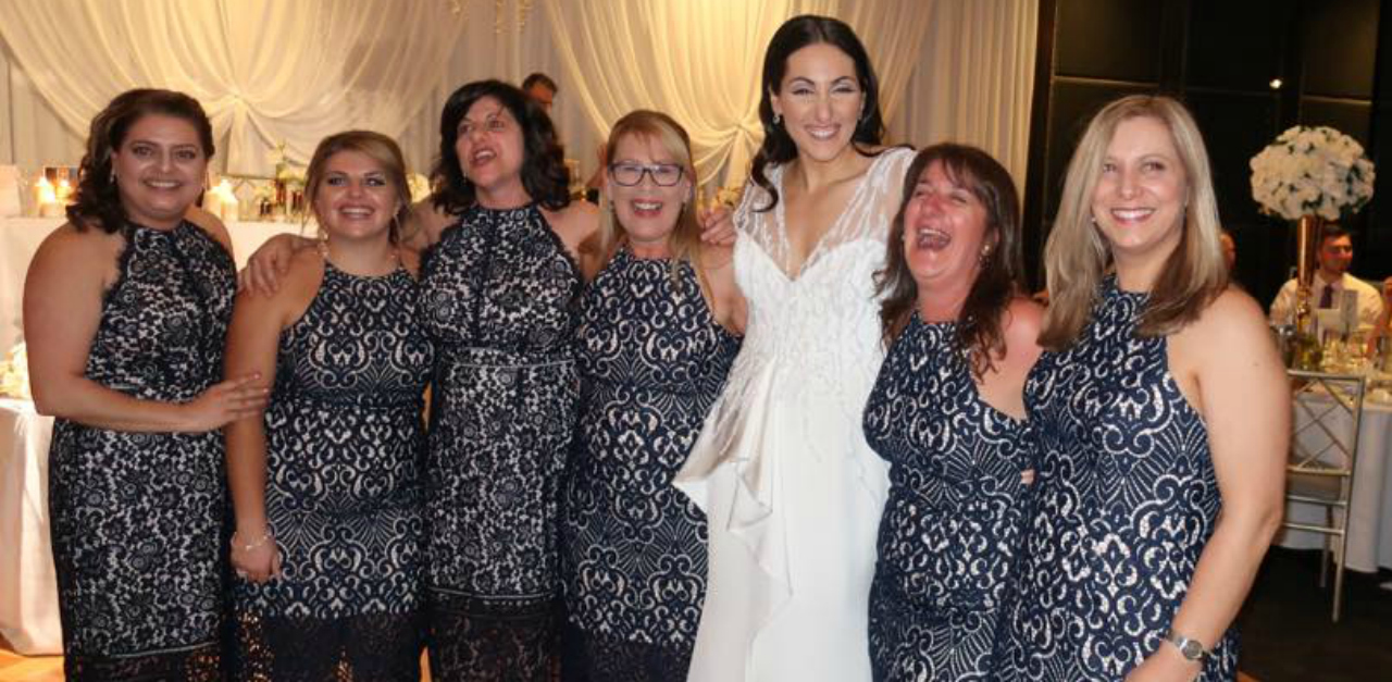 6 guests wear same dress to wedding