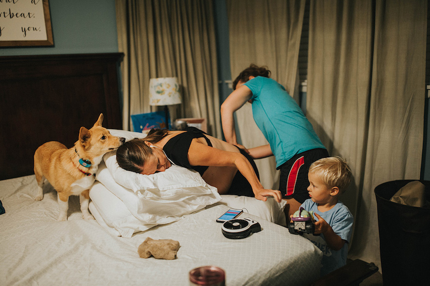 DOG APPEARS IN EVERY BIRTH PHOTO