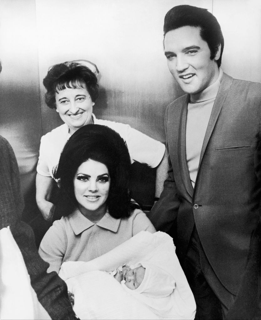 Elvis Presley, Priscilla His Wife And Daughter Lisa Marie In 1968