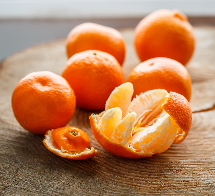 Tangerines on the wooden table