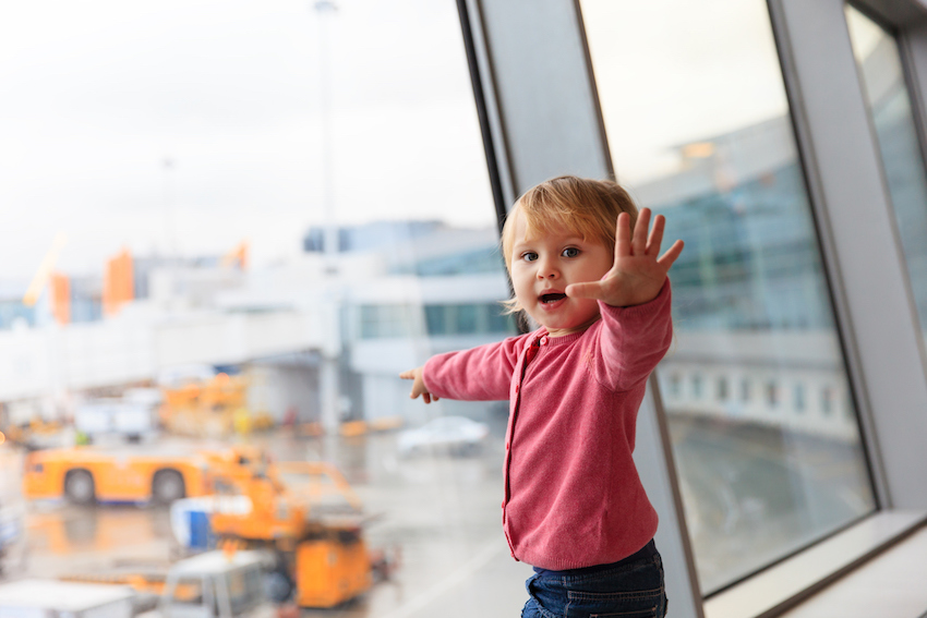 cute little girl in the airport, kids travel