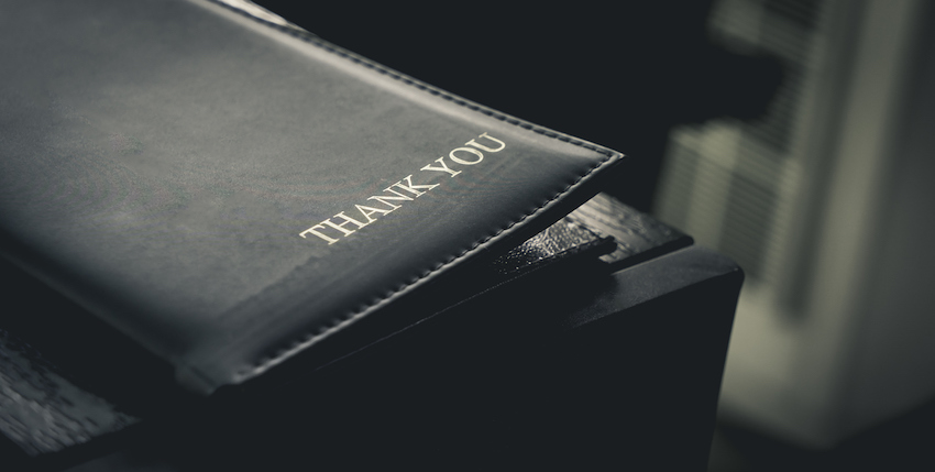 Restaurant Billing Tray with Letter "Thank You"