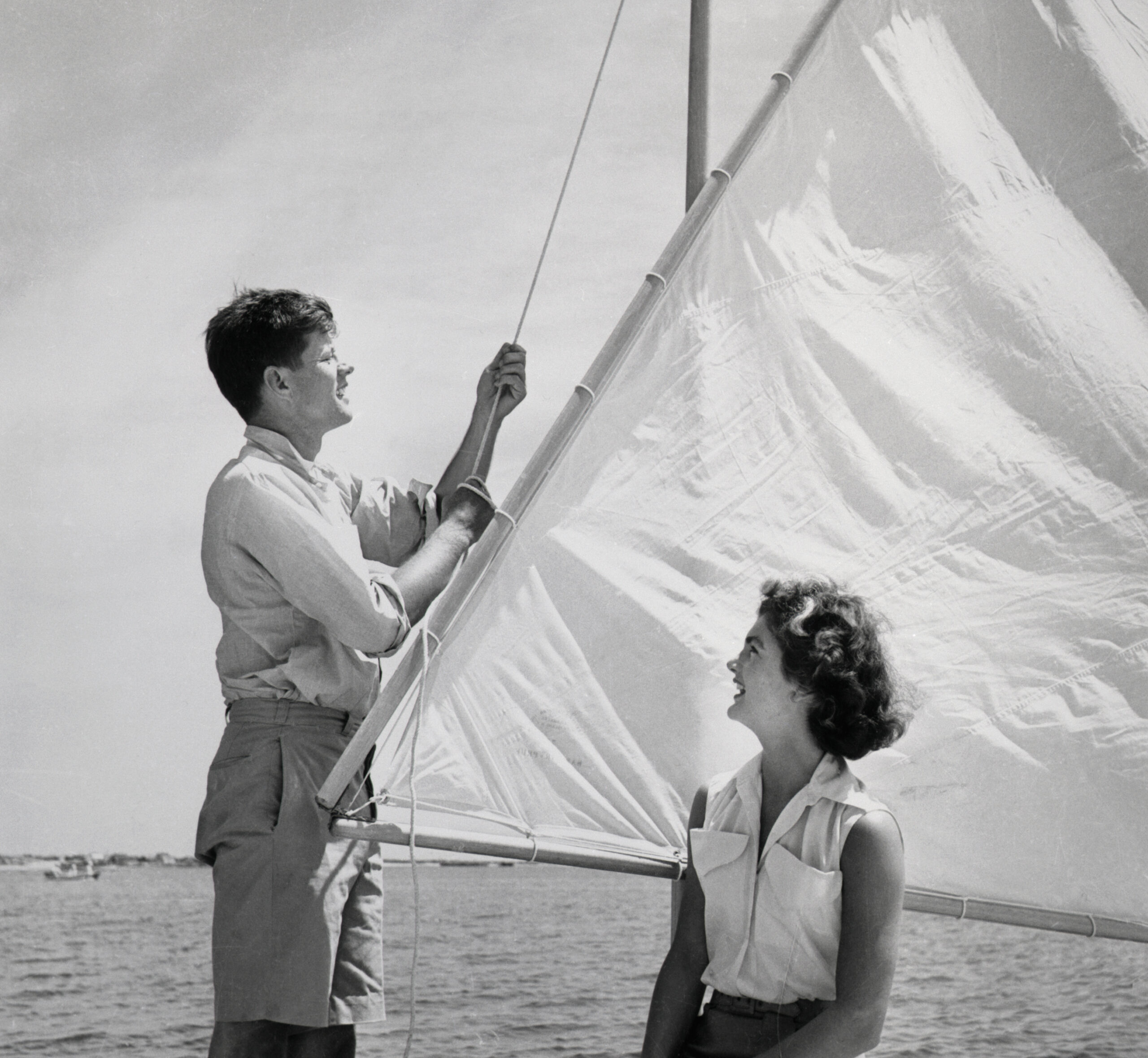 John Kennedy and Jacqueline Bouvier on Sailboat