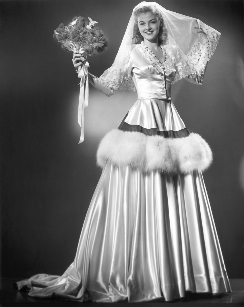 Young woman in her wedding gown