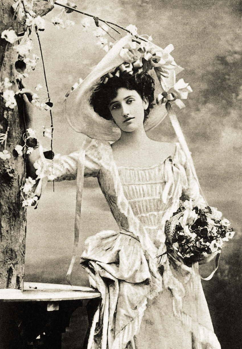 Victorian woman with flowers