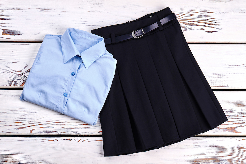 Elegant cotton shirt and skirt.