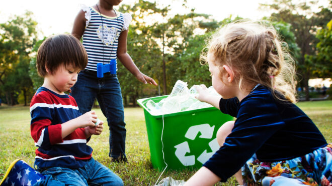 Group of kids school volunteer charity environment