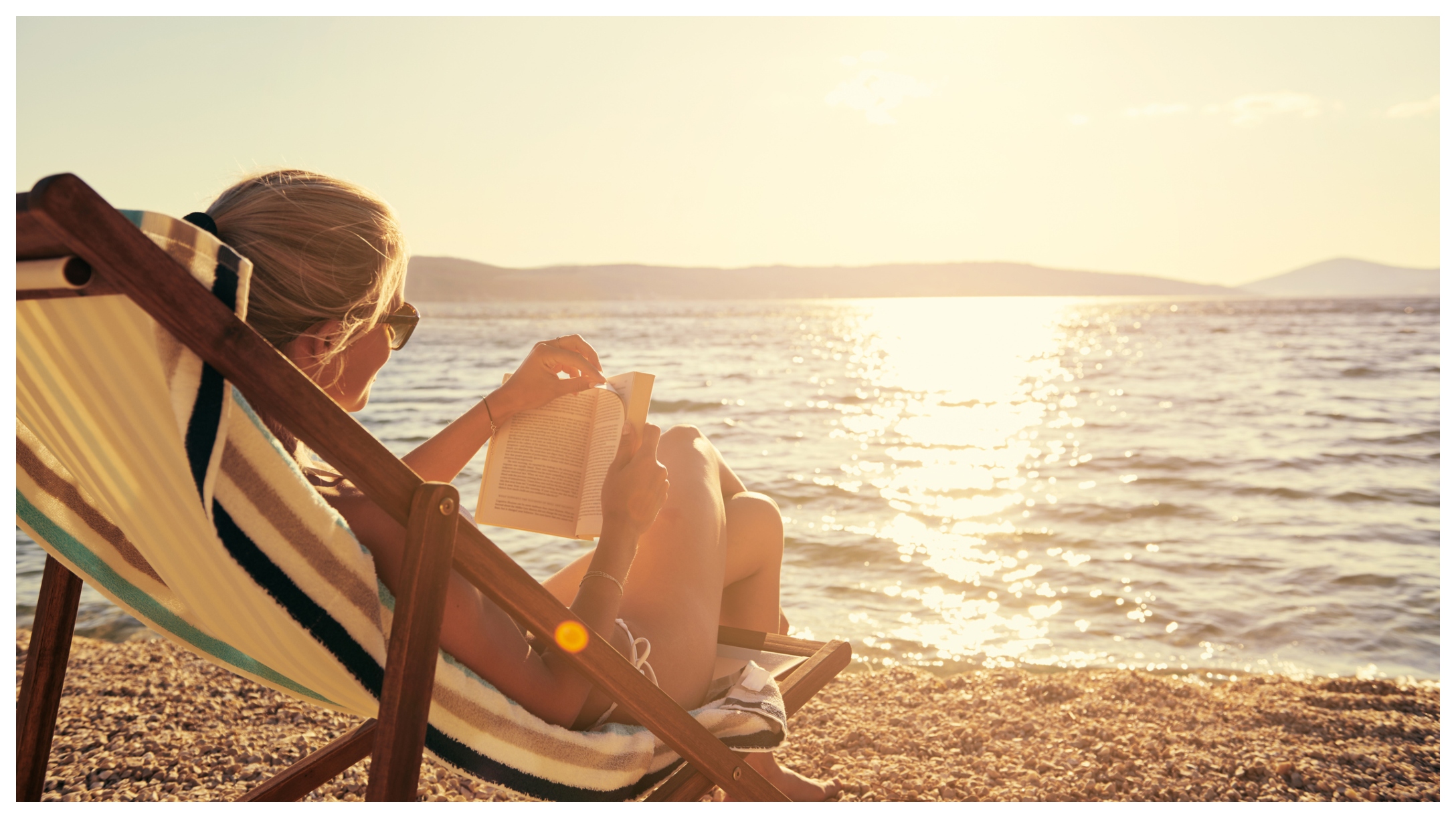 Mom Reading On Beach