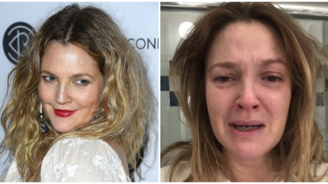 drew barrymore crying selfie