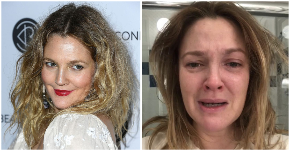 drew barrymore crying selfie