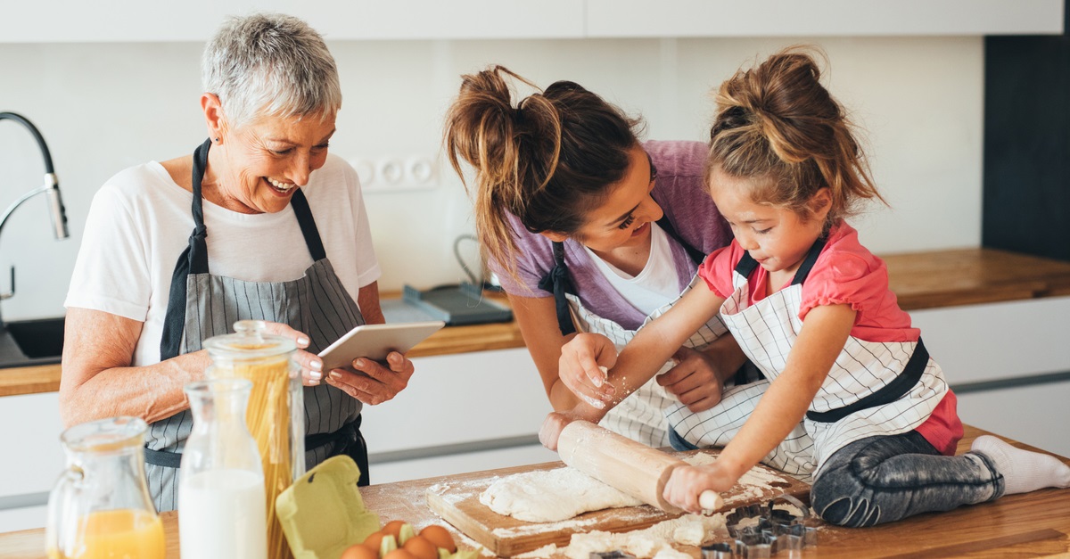 Family making cookies in the kitchen