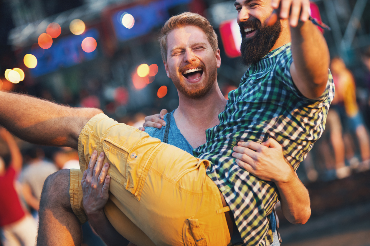 Friends having fun at a concert.