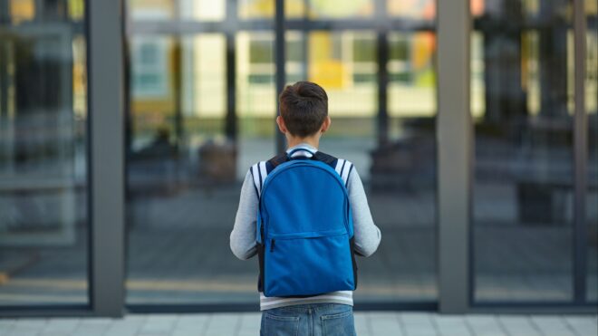 Boy going to school