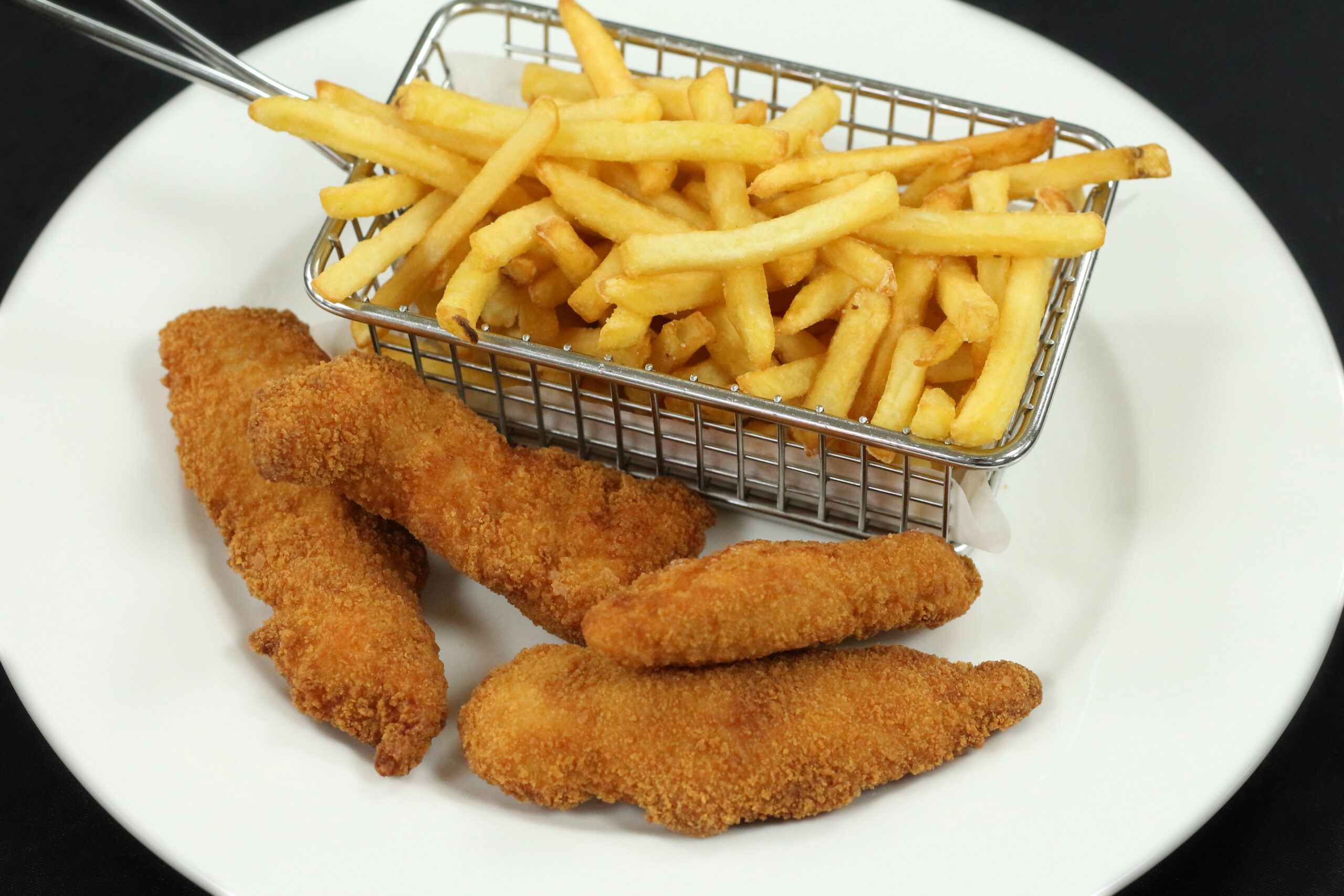 crumb fried chicken breast with french fries