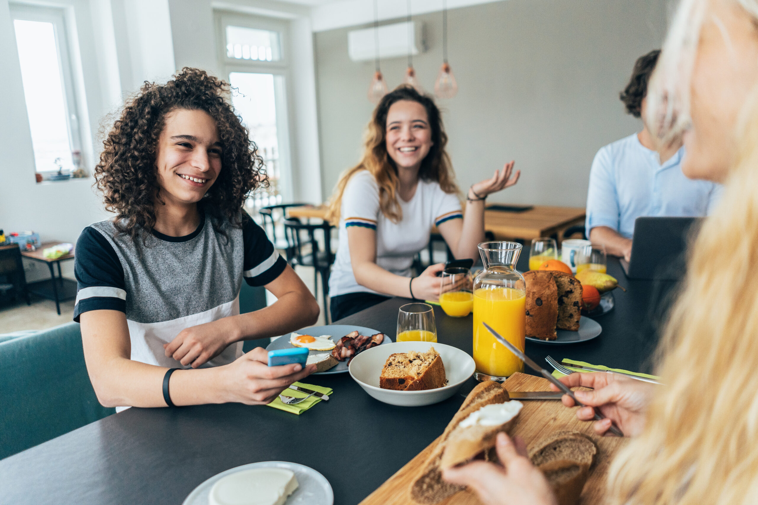 Family having breakfast