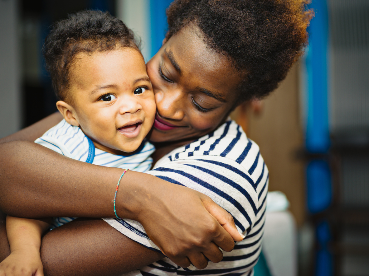 African mother with mixed race son