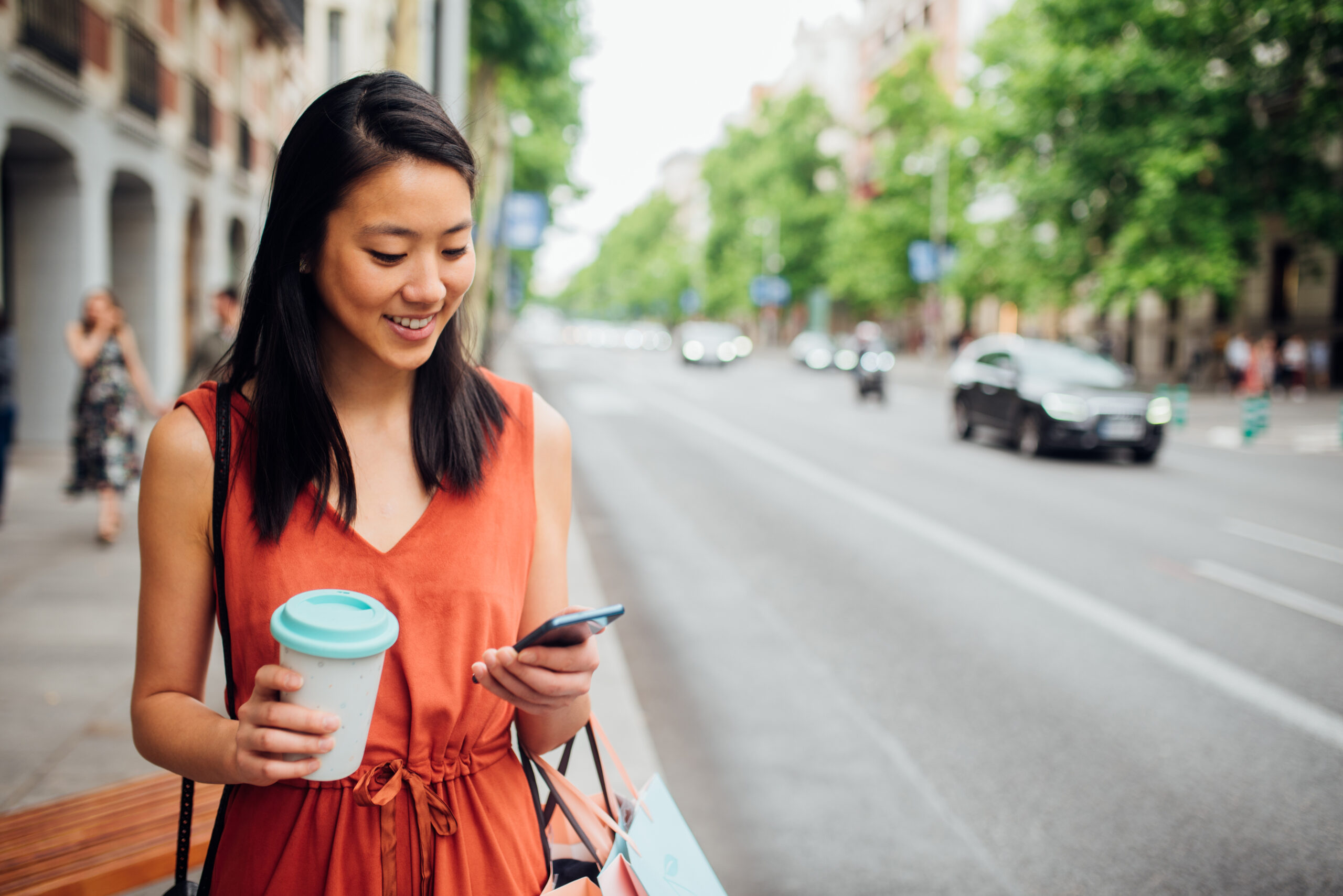 Young woman walking on the street