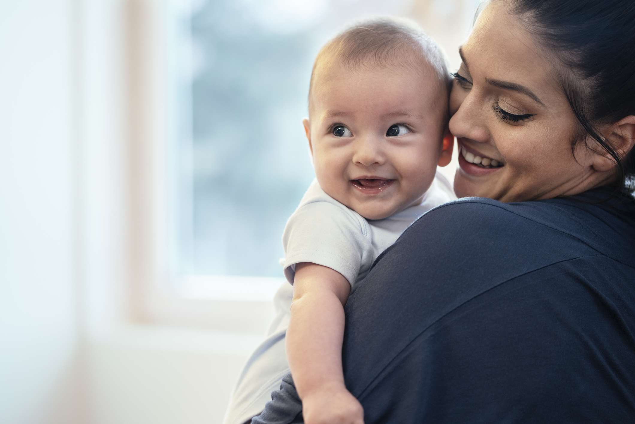 Mom and baby at home