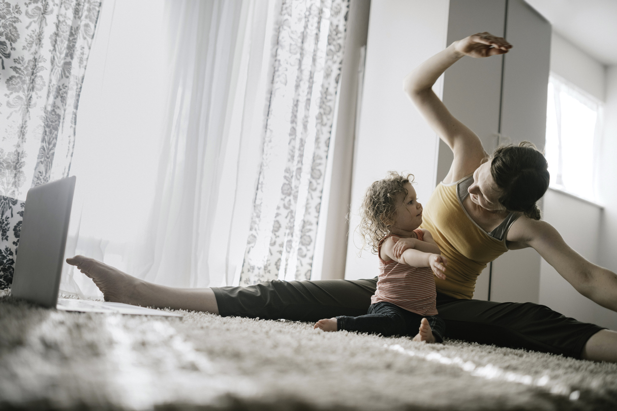 Family Doing Home Workout Online Class