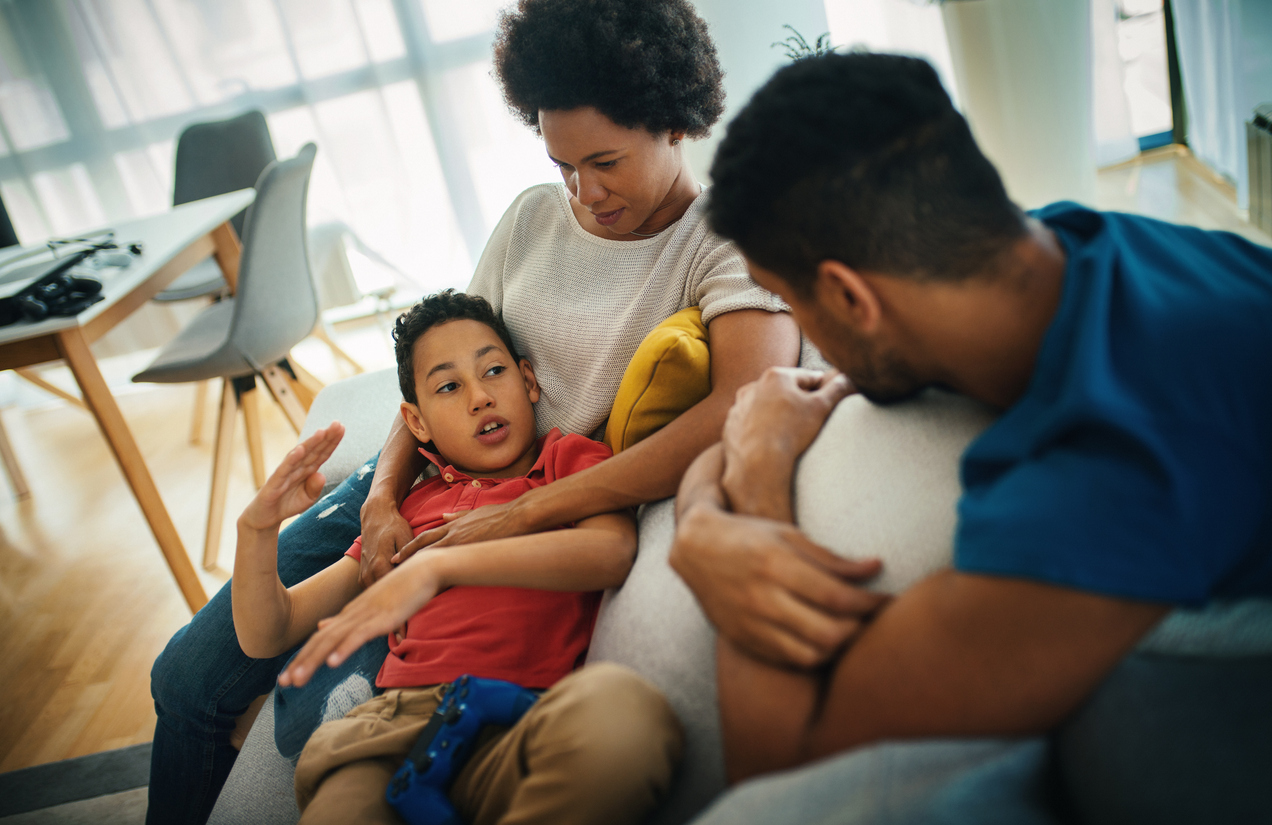 Family staying at home during coronavirus.