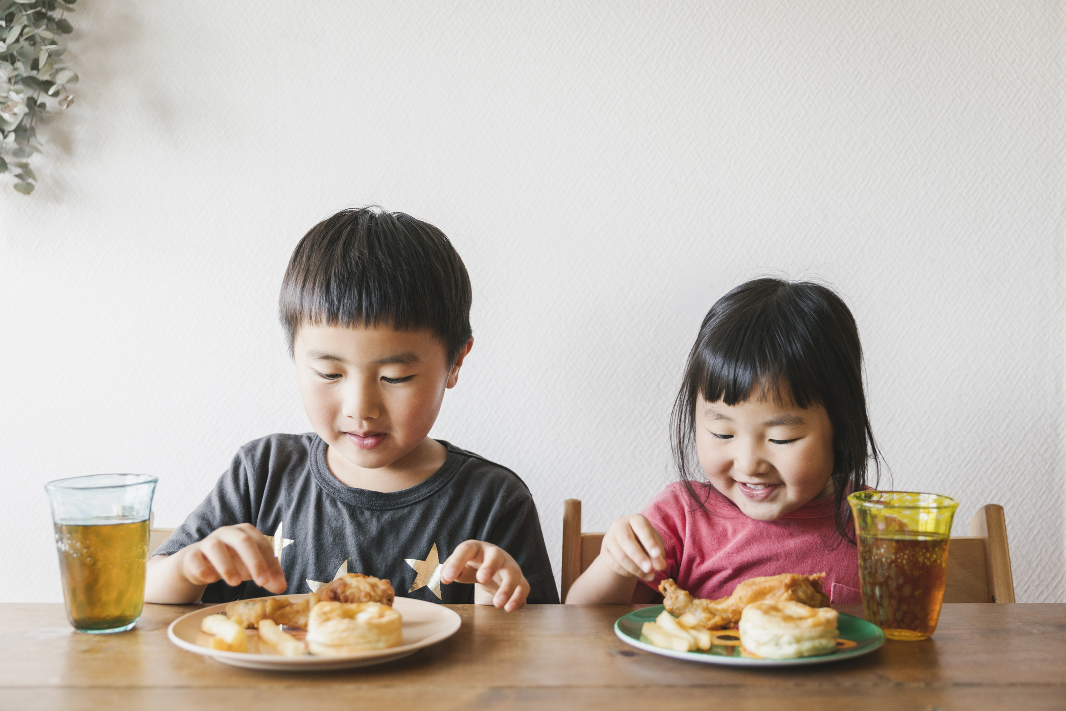 Children having lunch at home