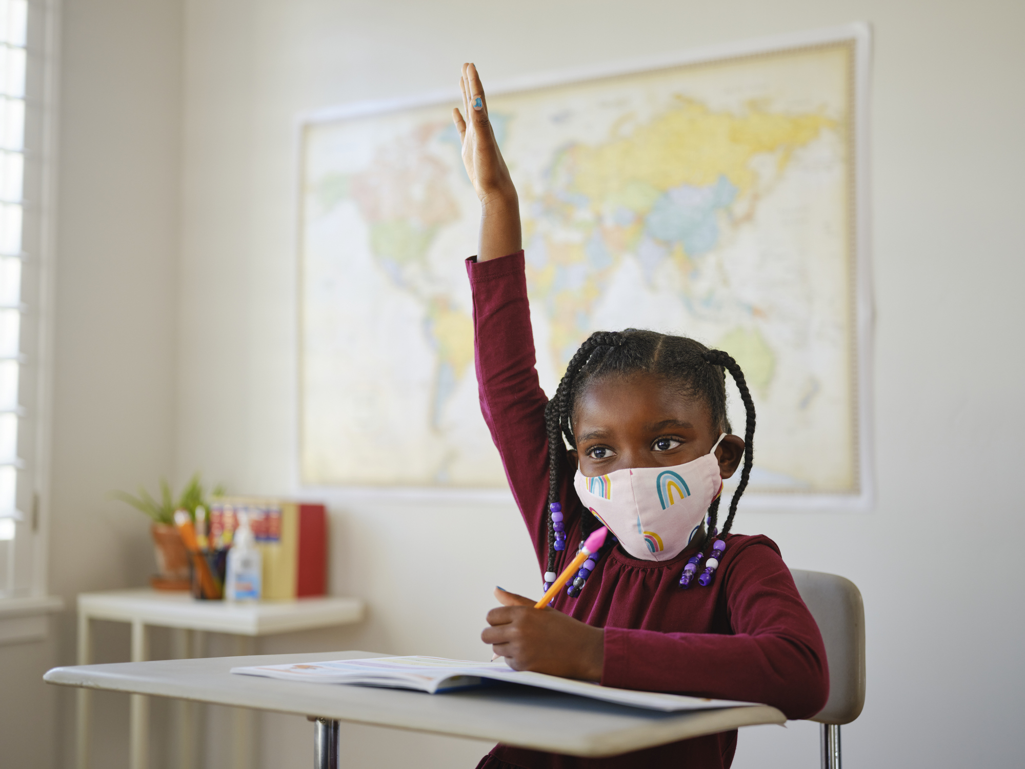 An Elementary School Student in a Classroom