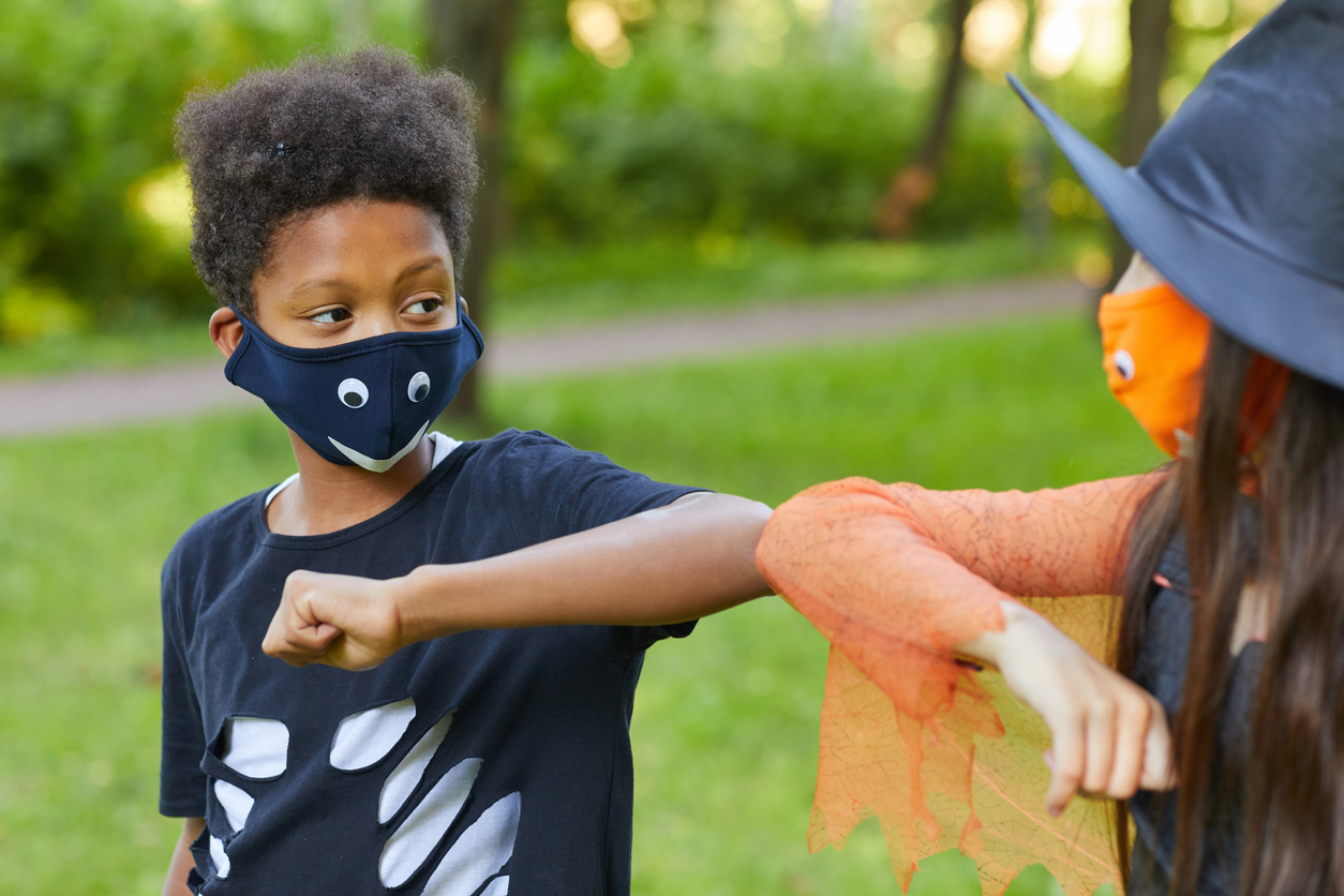 Boy and girl playing outdoors