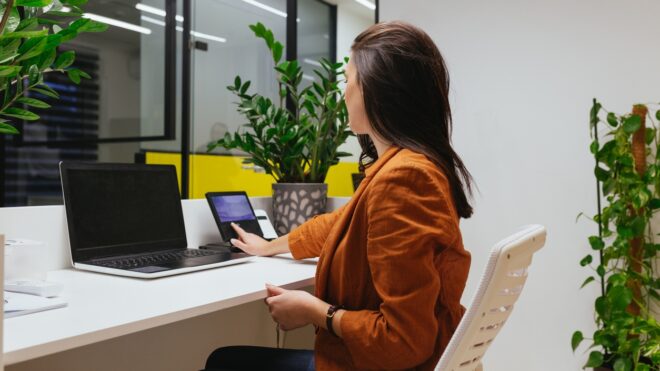 Young woman working