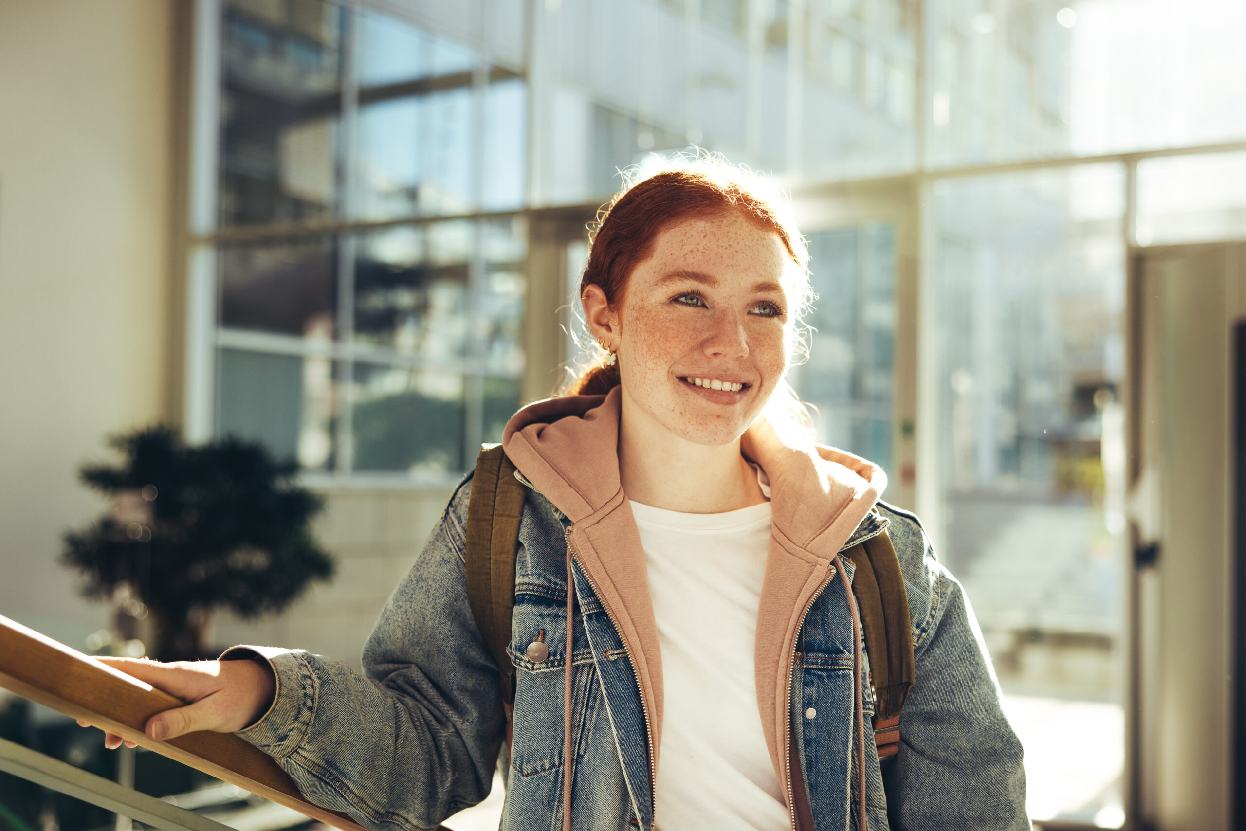 Female student standing in college