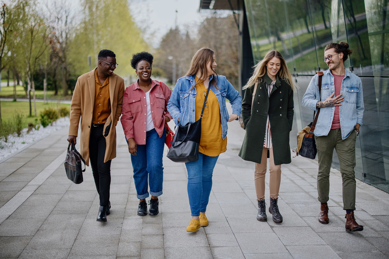 Group of international students having fun after studying