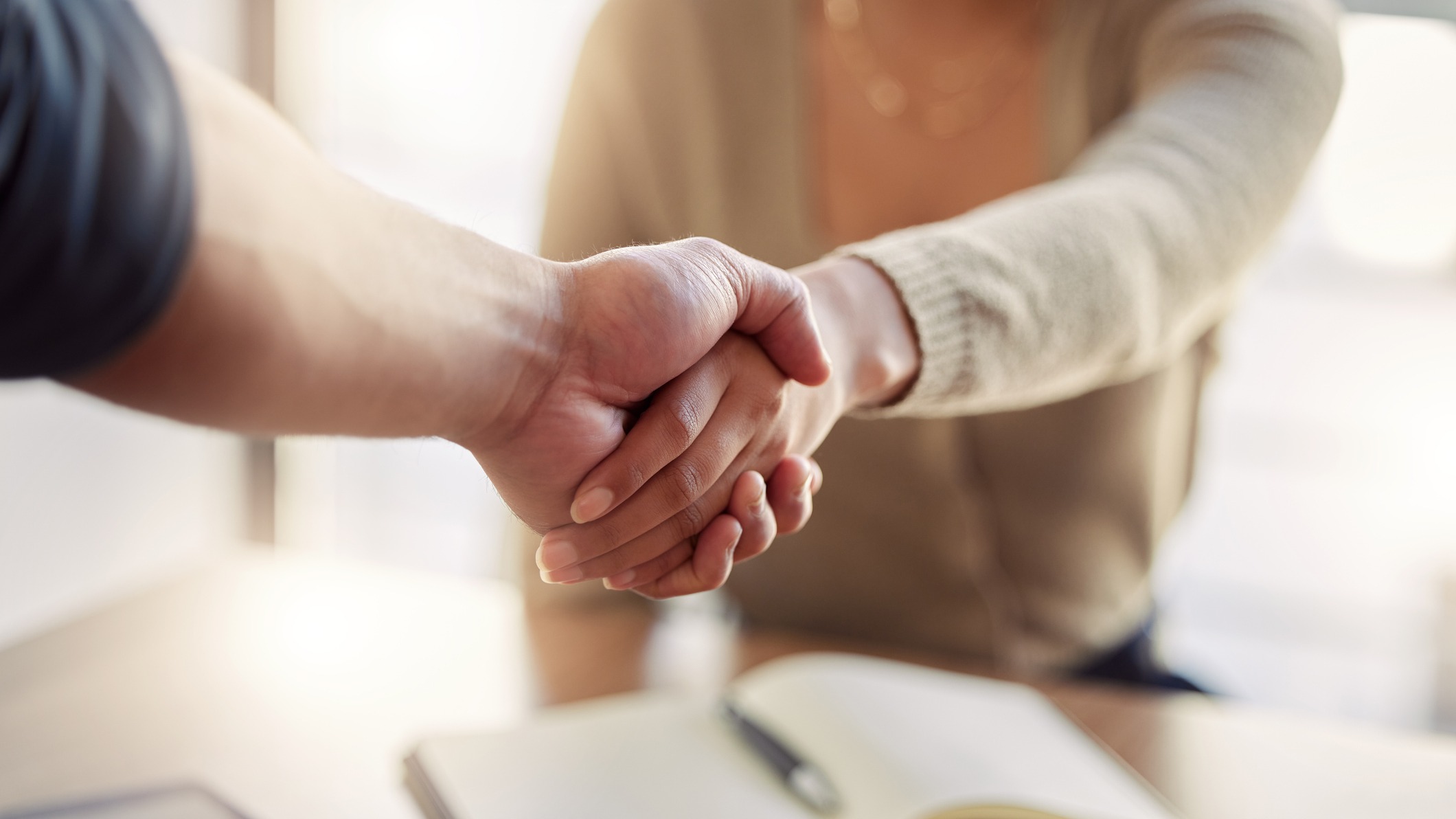 People shaking hands in business deal