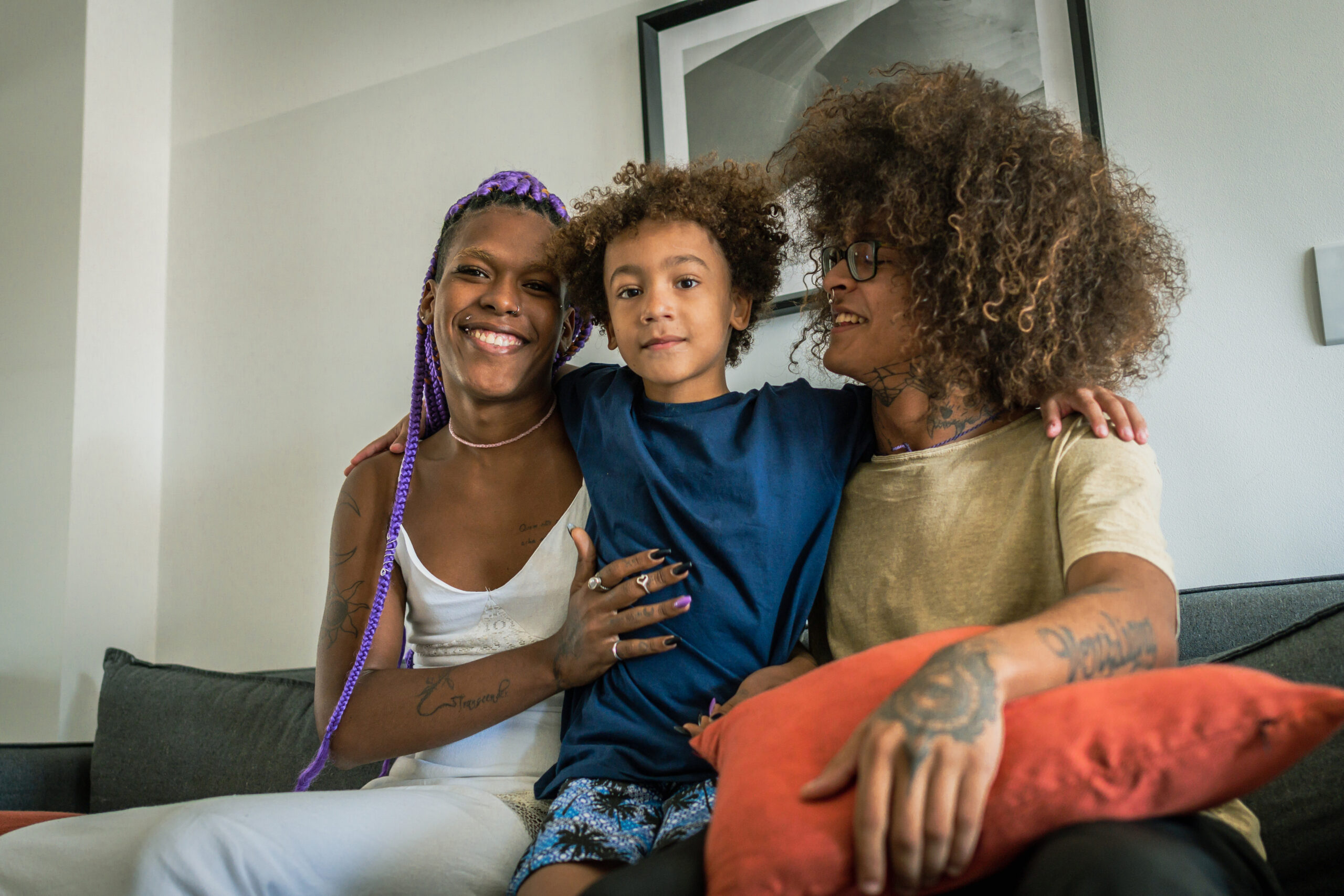 Family enjoying the day in the living room