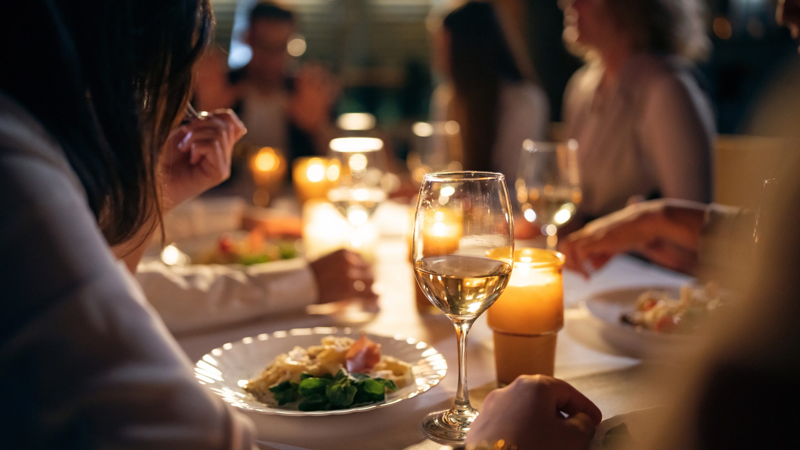 People eating at restaurant