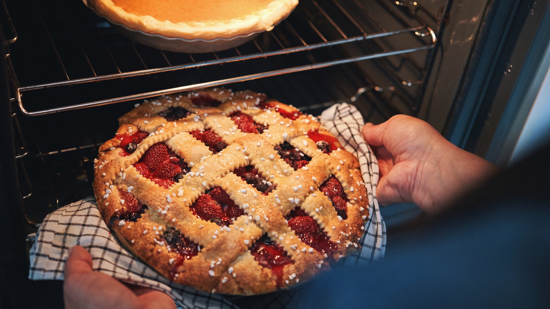 pie in oven