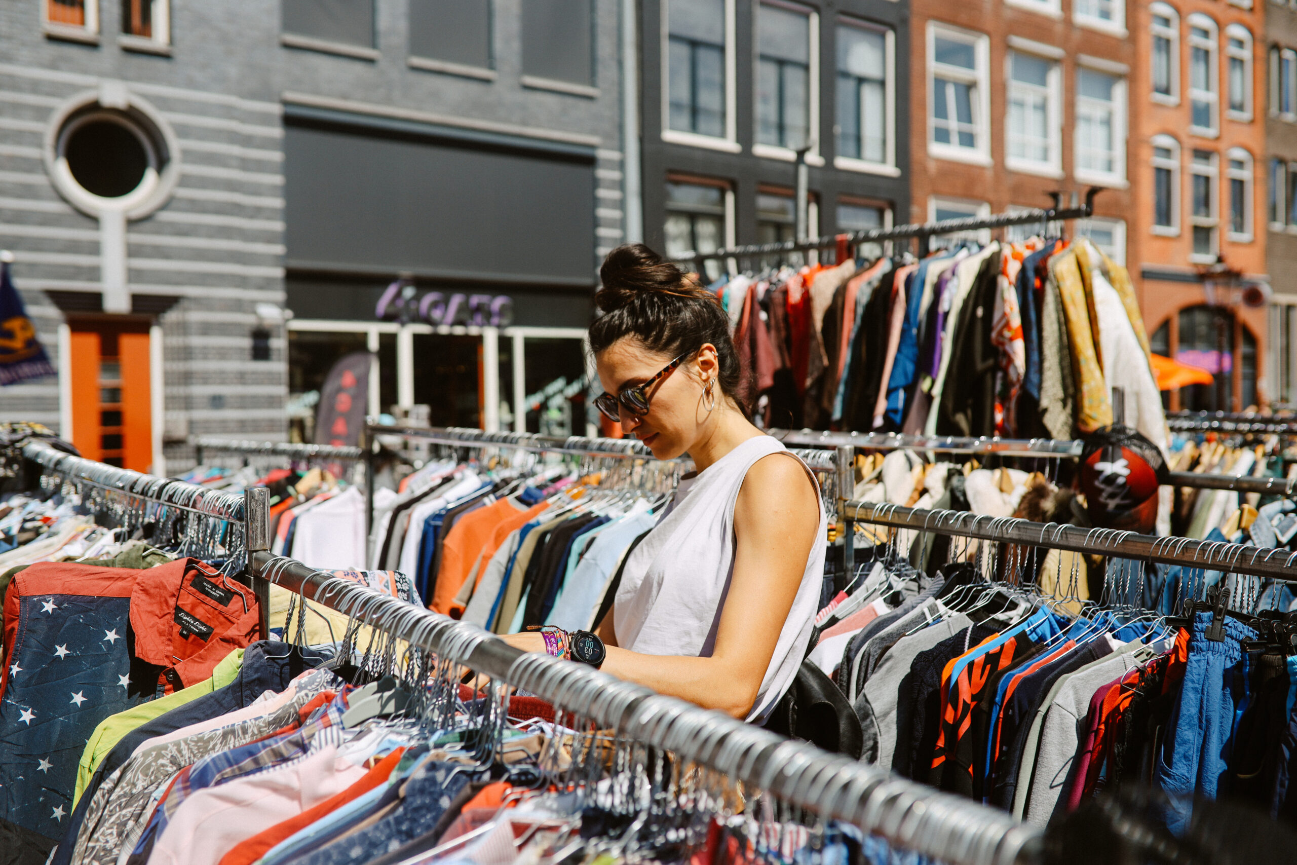 shopping in the Amsterdam open market