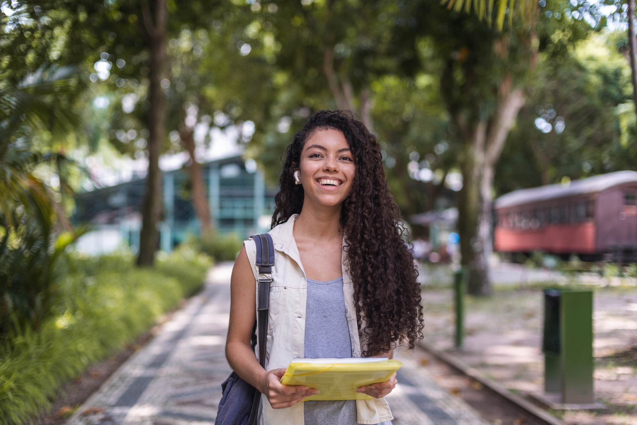 Outdoor portrait of a female university student