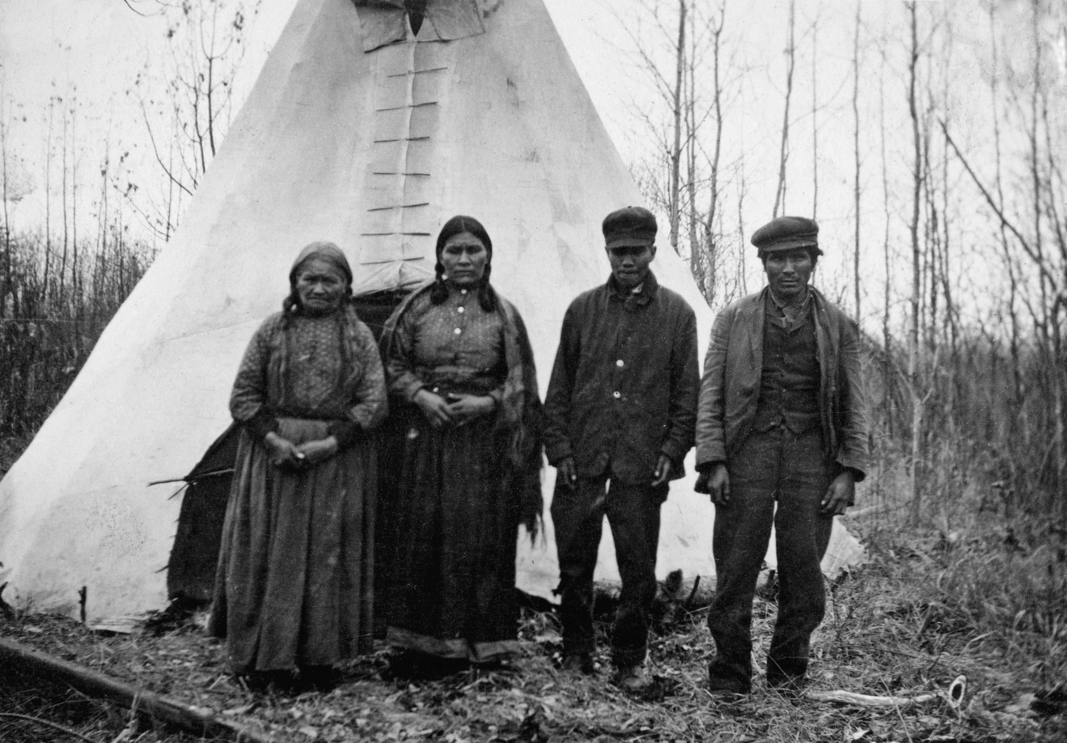 Group of Bigstone Cree People in a Camp at Wabasca, Alberta, Canada  - 1913