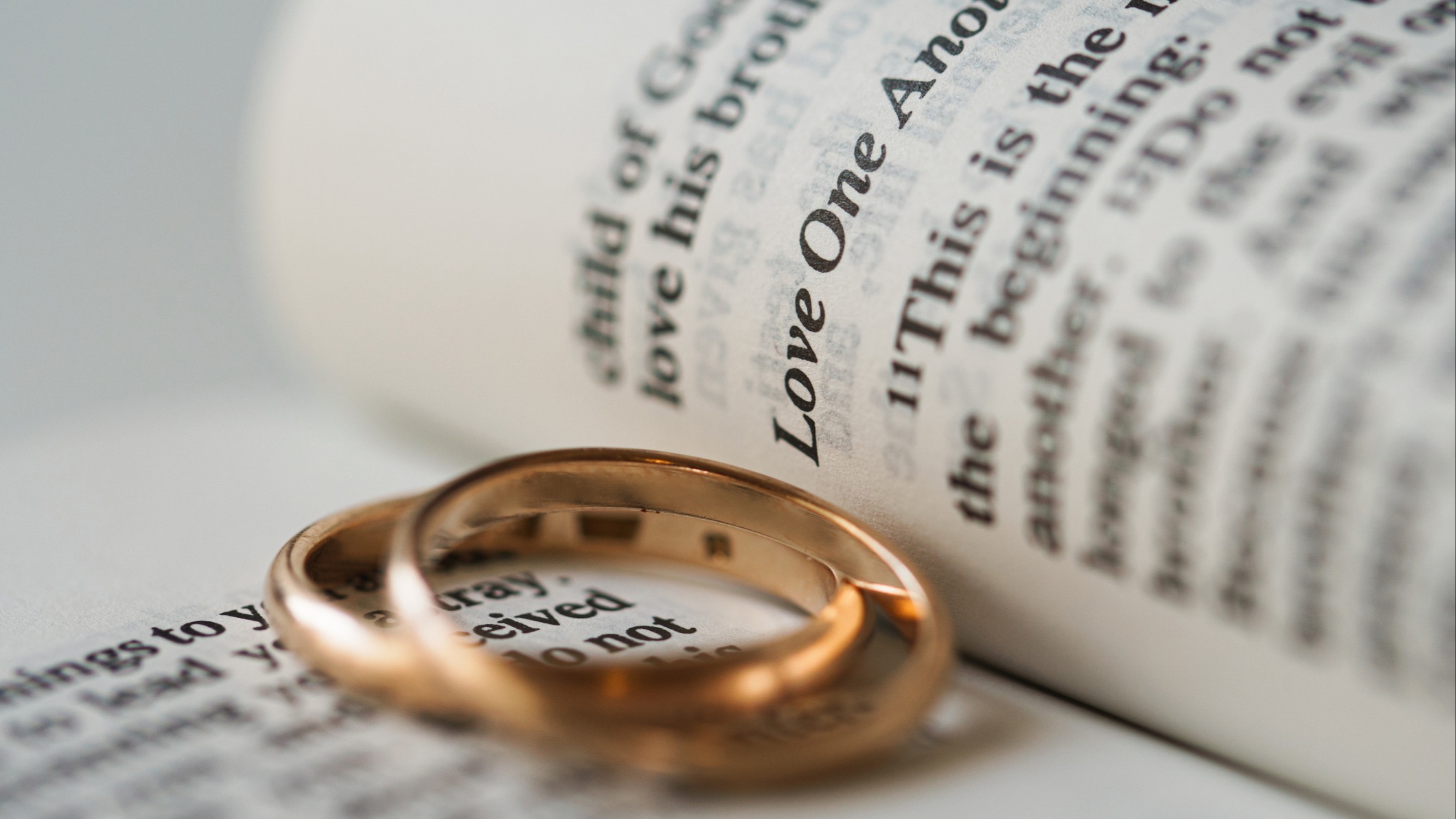 Wedding rings on Bible