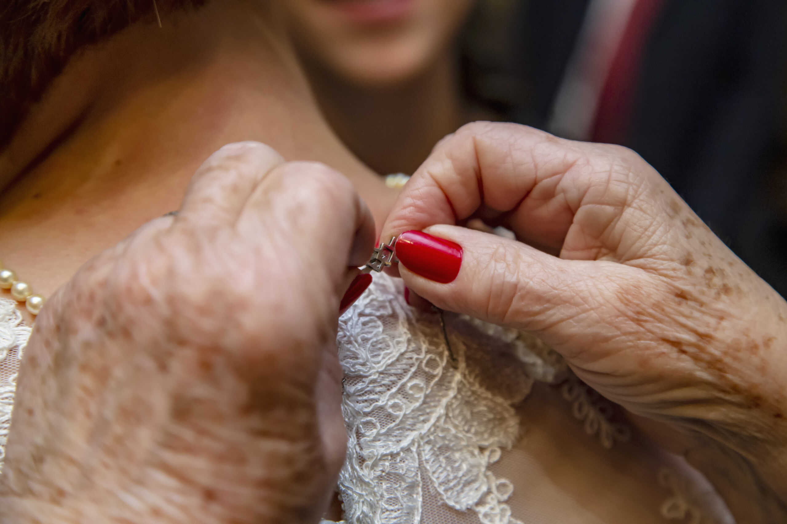 Elderly woman in wedding dress